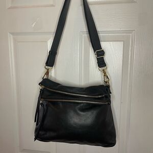 Margot Soft leather Black medium Crossbody/ shoulder bag gold tone hardwares.